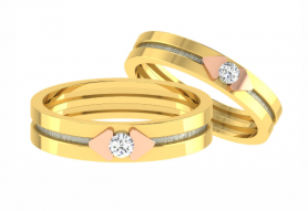 Two-tone Solitaire Diamond Couple Bands