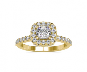 Diamond Halo Wedding Ring Cushion Cut Solitaire