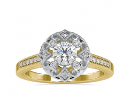 Vintage Two-Tone Diamond Engagement Ring - Celeste Collection