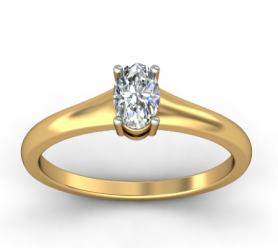 Oval Solitaire Diamond Engagement Ring Tapered Shank