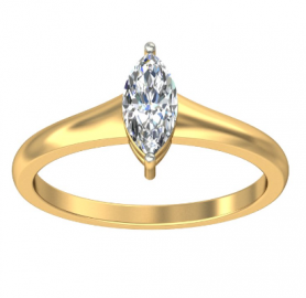 Marquise Cut Traditional Solitaire Diamond Engagement Ring Tapered Shank