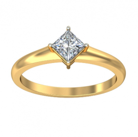 Princess Cut Traditional Solitaire Diamond Engagement Ring Tapered Shank