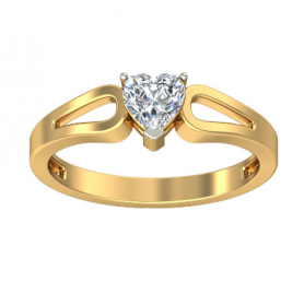 Heart Solitaire Diamond Engagement Ring Tulip Shank