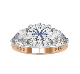 Traditional Diamond Engagement Ring Round Brilliant & Pear cut