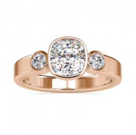 Diamond Wedding Ring - Elegance Collection Cushion Cut Solitaire