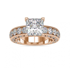 Vintage Diamond Wedding Ring - Elegance Collection Princess cut Solitaire