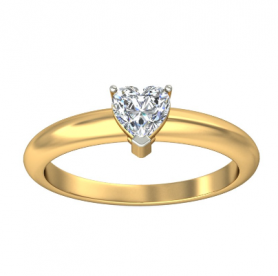 Heart Solitaire Diamond Engagement Ring Tapered Shank