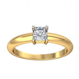 Asscher  Cut  Solitaire Classic  Diamond Engagement Ring Tapered Shank