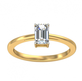 Emerald Cut Solitaire Engagement Ring Split  Shank