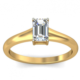 Emerald Cut Solitaire Engagement Ring Straight  Shank