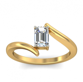 Emerald Cut Solitaire Engagement Ring Bypass Shank